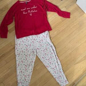 Red and White Womens  Pajamas Set